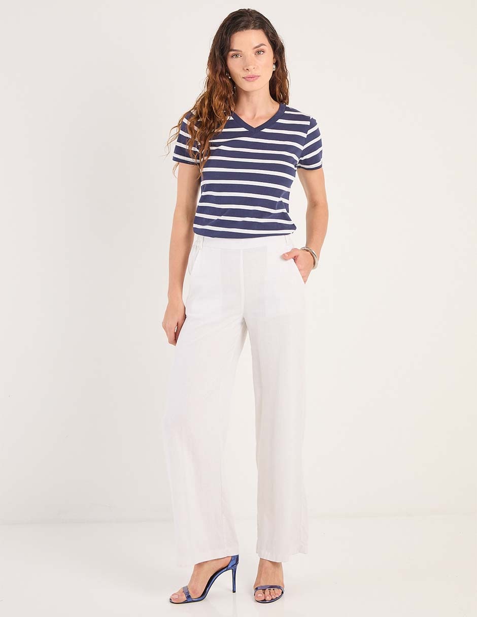 Playera manga corta cuello V para mujer 3