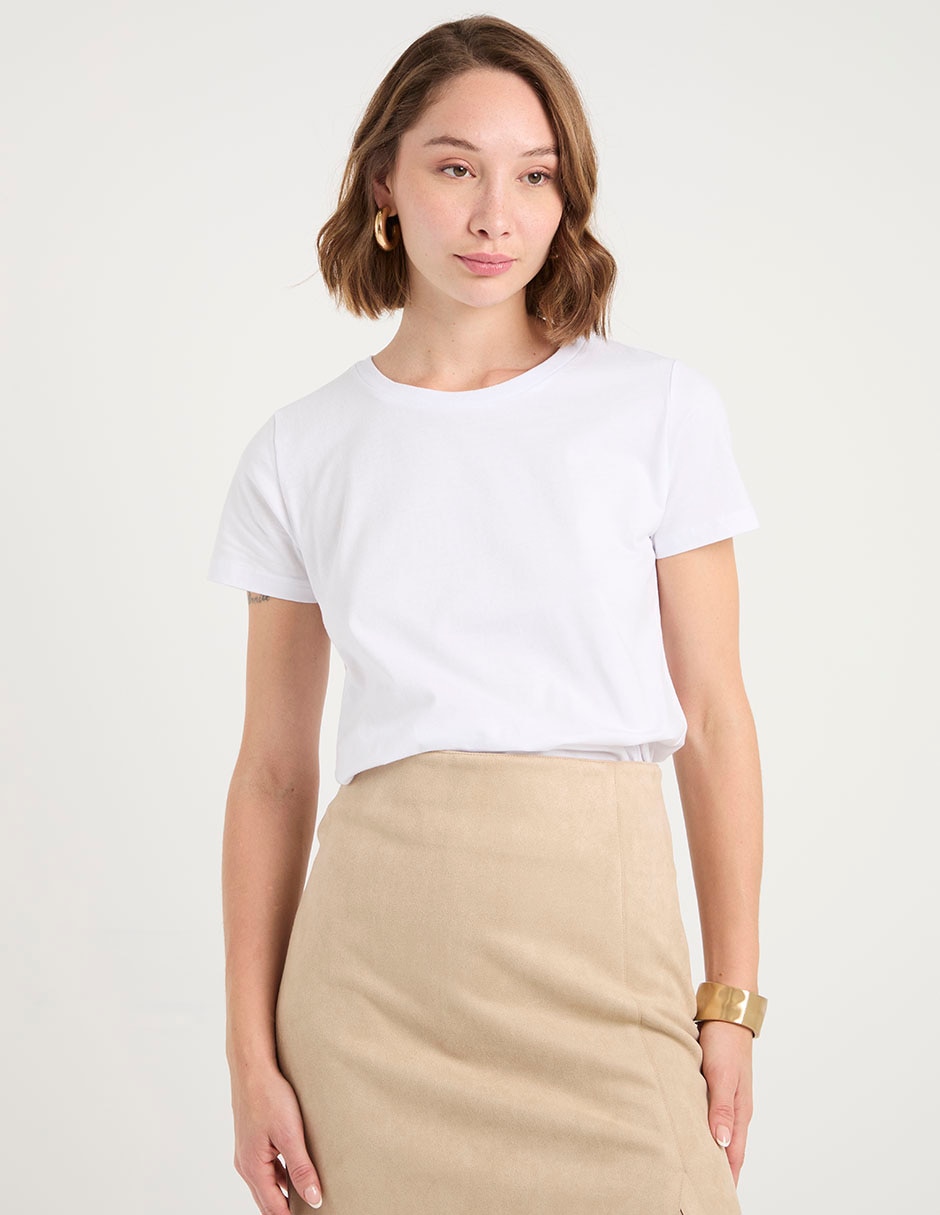 Playera manga corta cuello redondo para mujer Playera manga corta cuello redondo para mujer