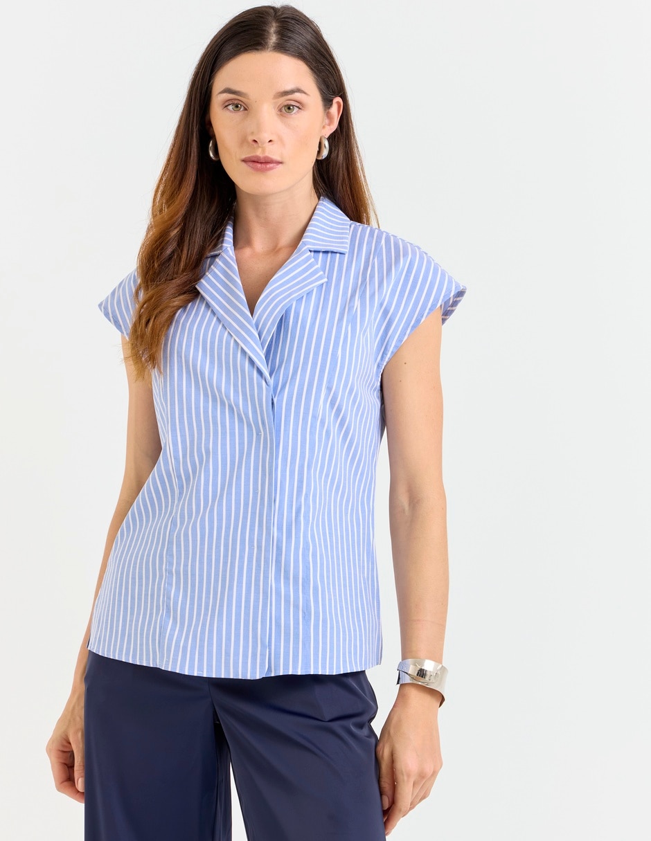 Blusa camisera manga corta para mujer