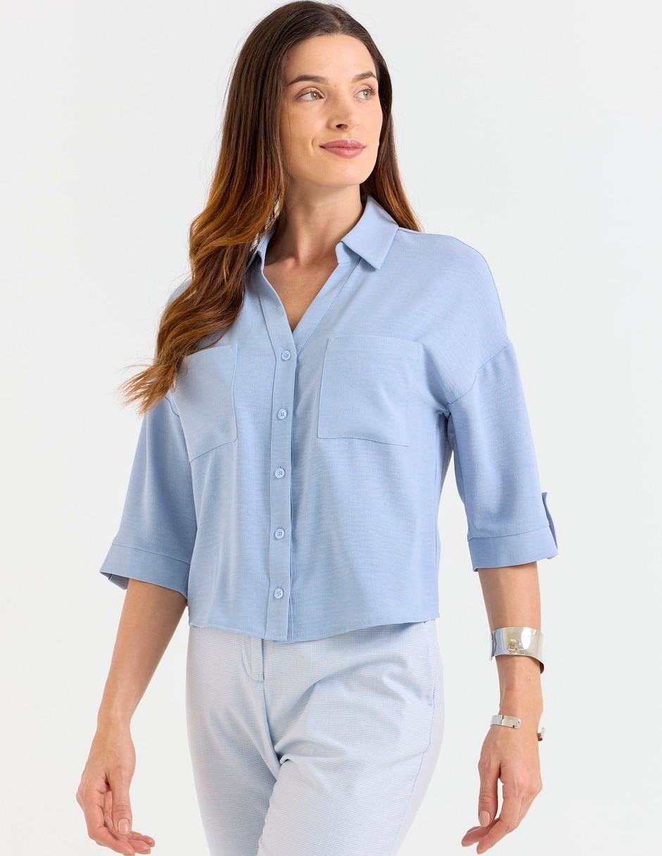 Blusa camisera manga 3/4 para mujer Blusa camisera manga 3/4 para mujer