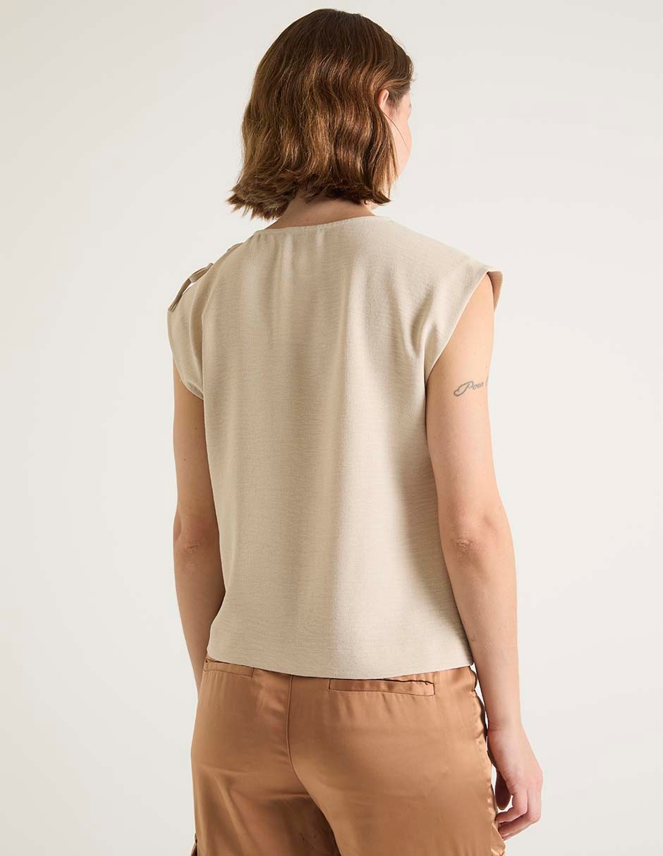 BLUSA COM25830-08 CONT, M, KHAKI CLARO