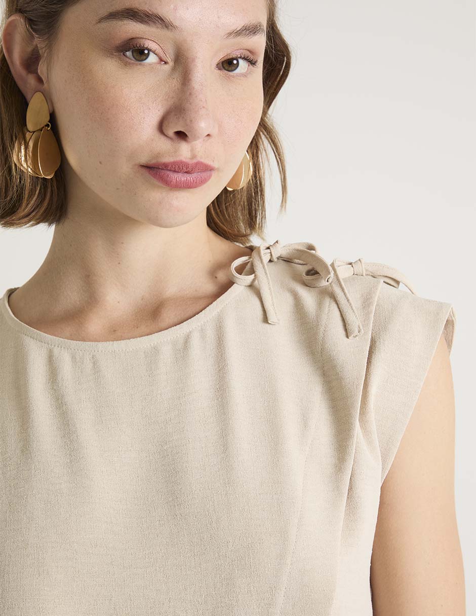 BLUSA COM25830-08 CONT, M, KHAKI CLARO