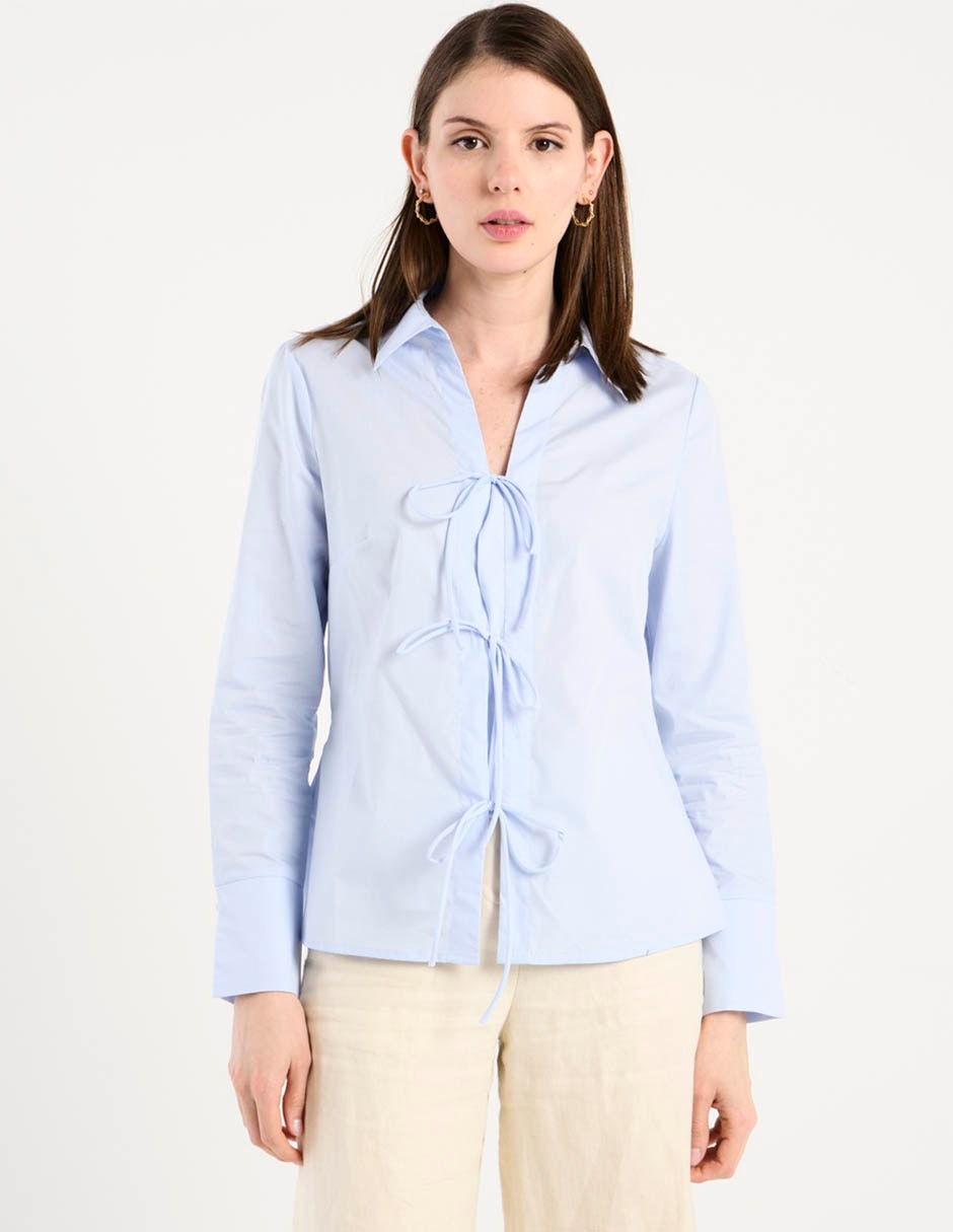 Blusa camisera manga larga para mujer