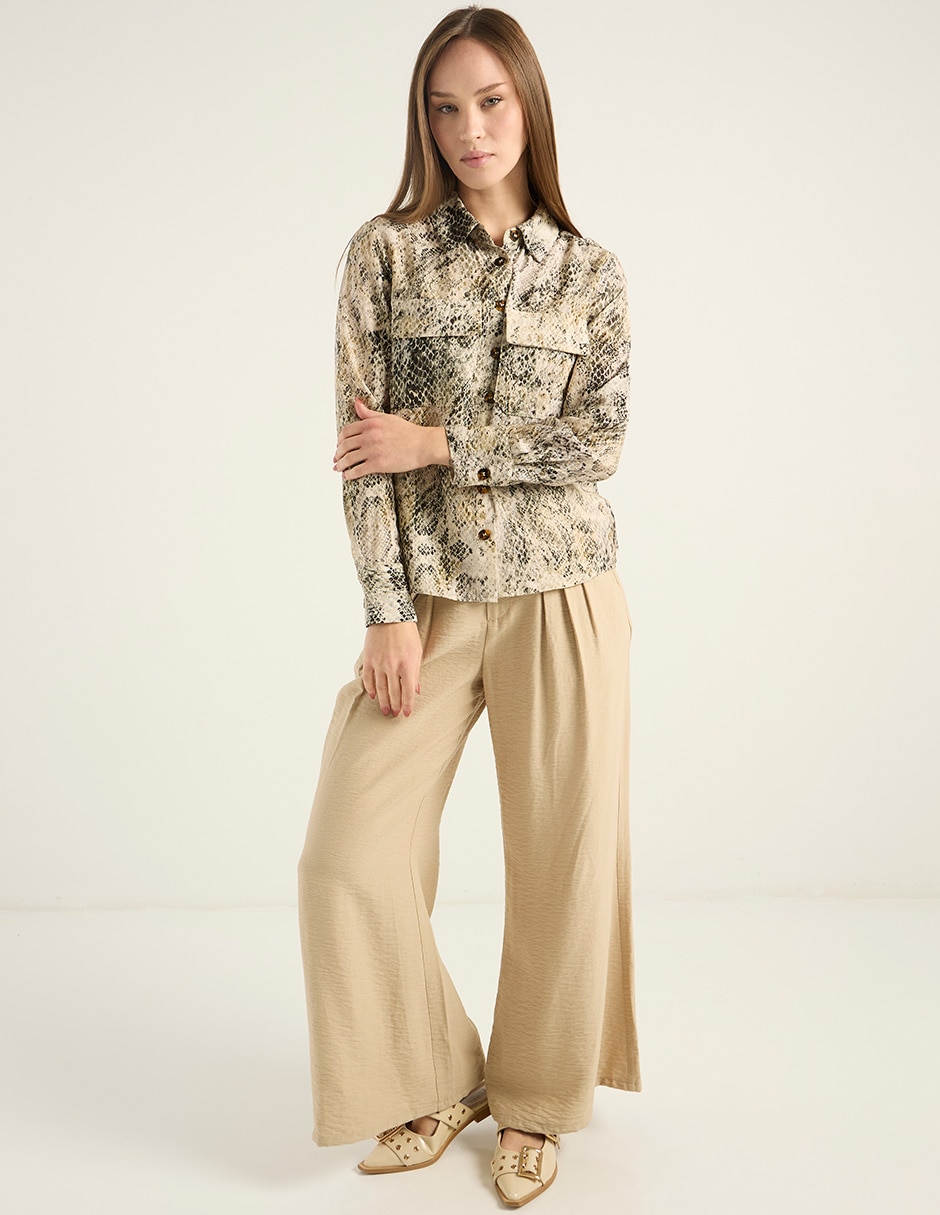Blusa camisera Contempo manga larga para mujer 3