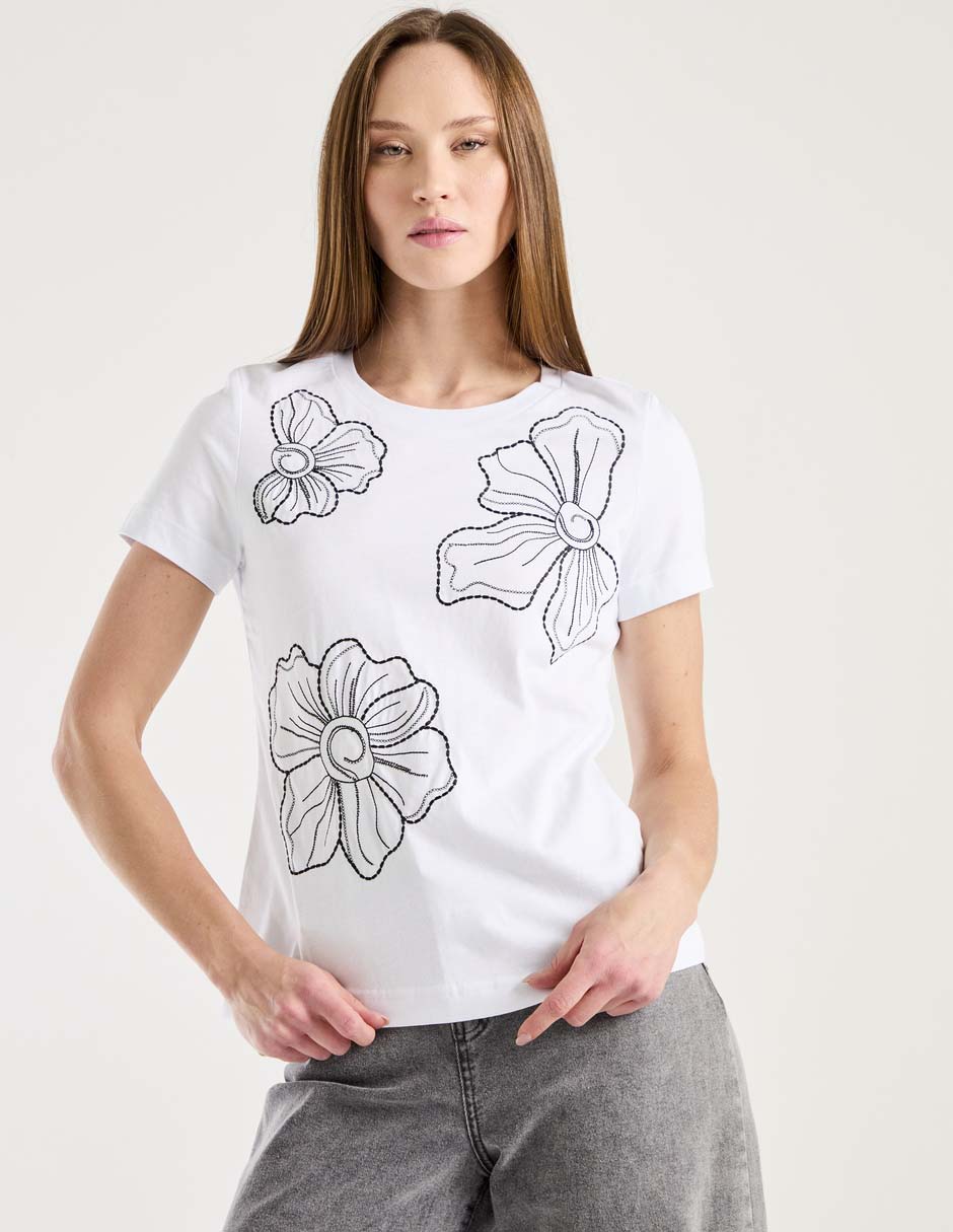 Playera manga corta cuello redondo para mujer Playera manga corta cuello redondo para mujer