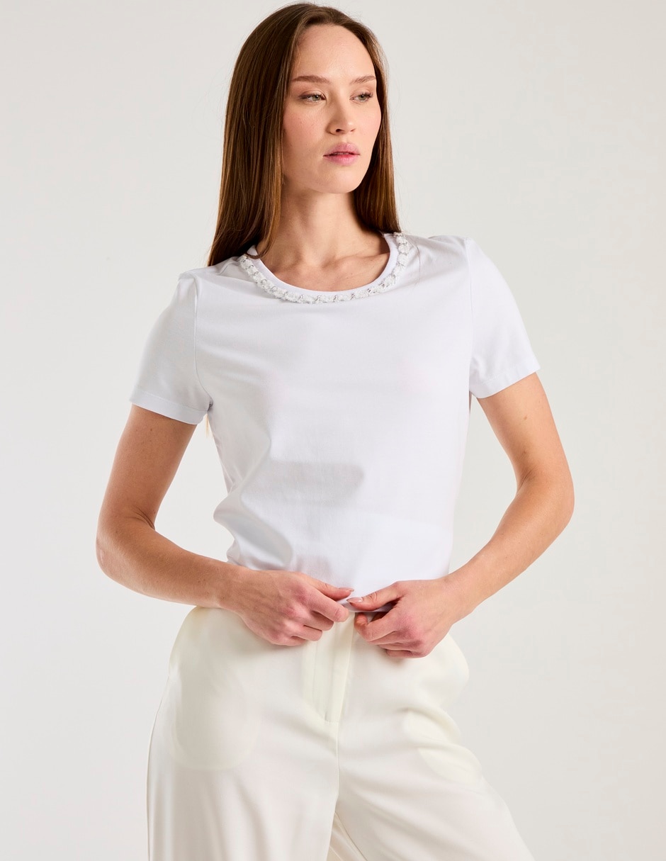 Playera manga corta cuello redondo para mujer