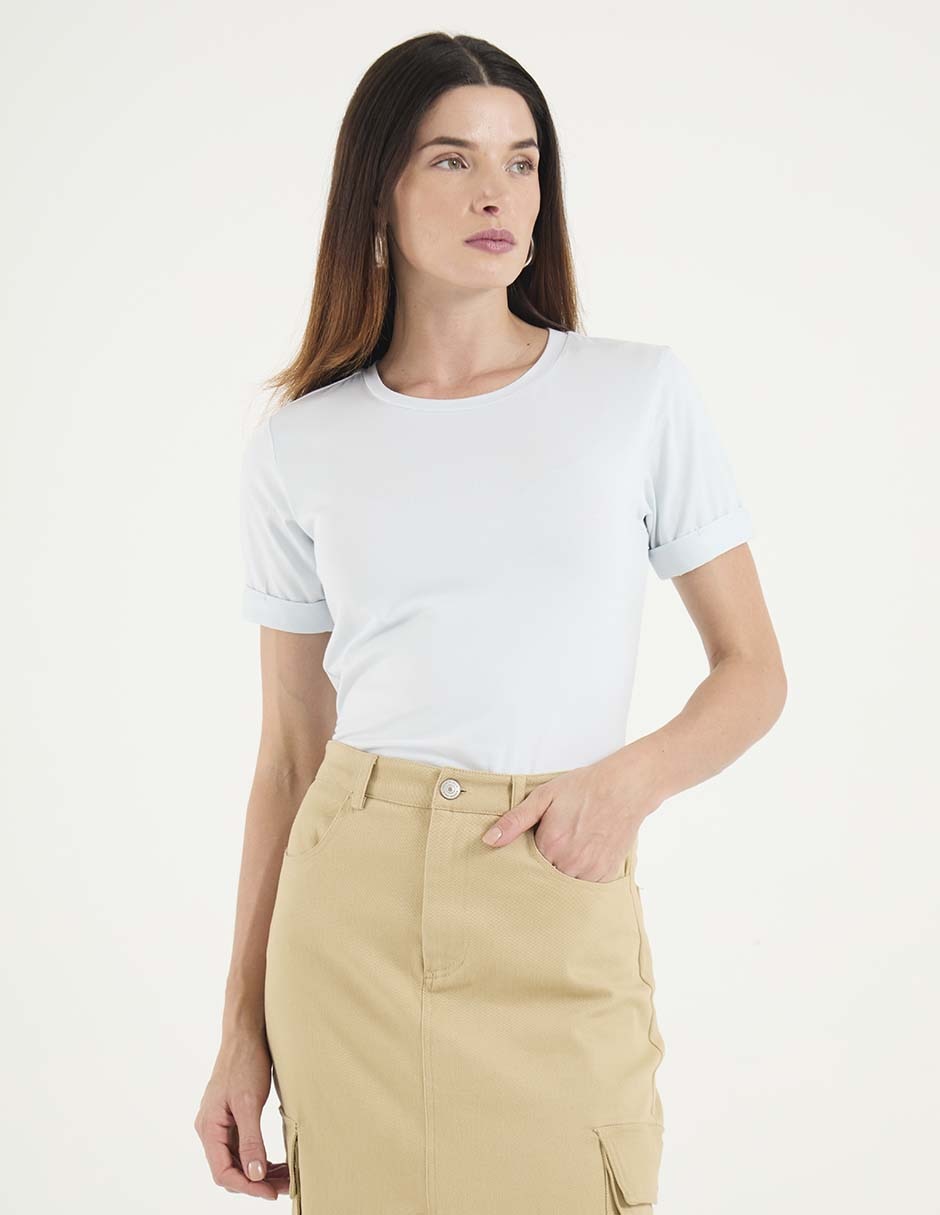 Playera manga corta cuello redondo para mujer