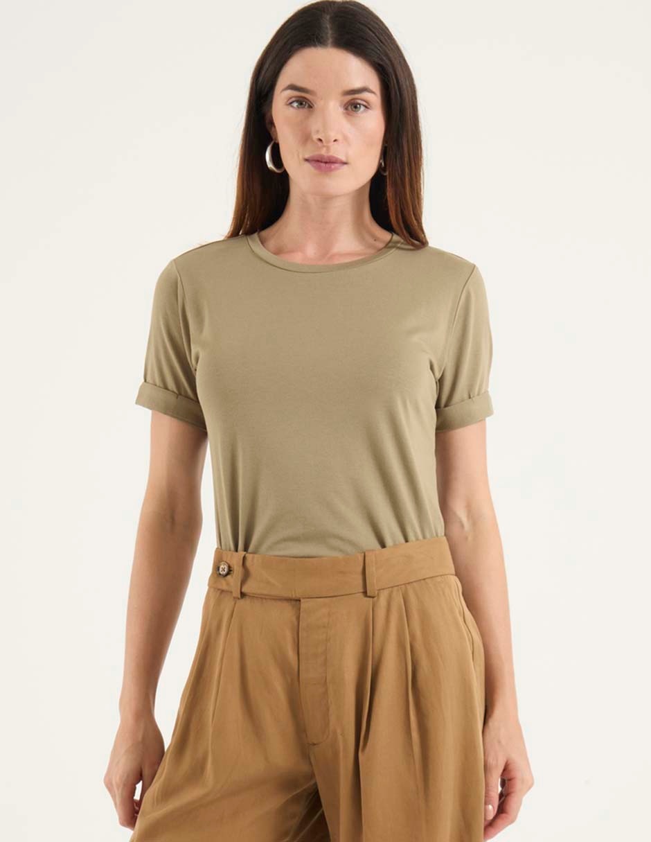 Playera manga corta cuello redondo para mujer