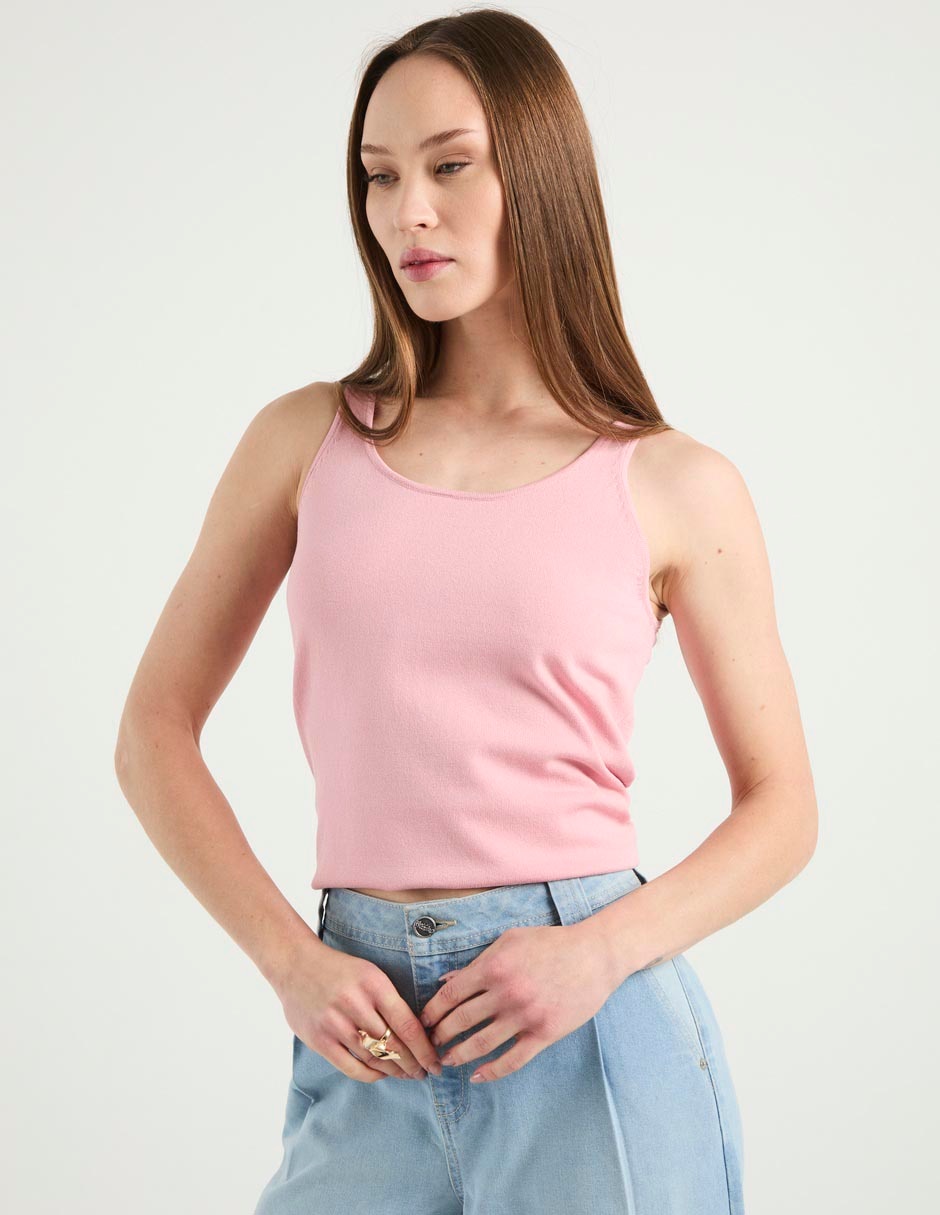 Top cuello redondo tirante ancho