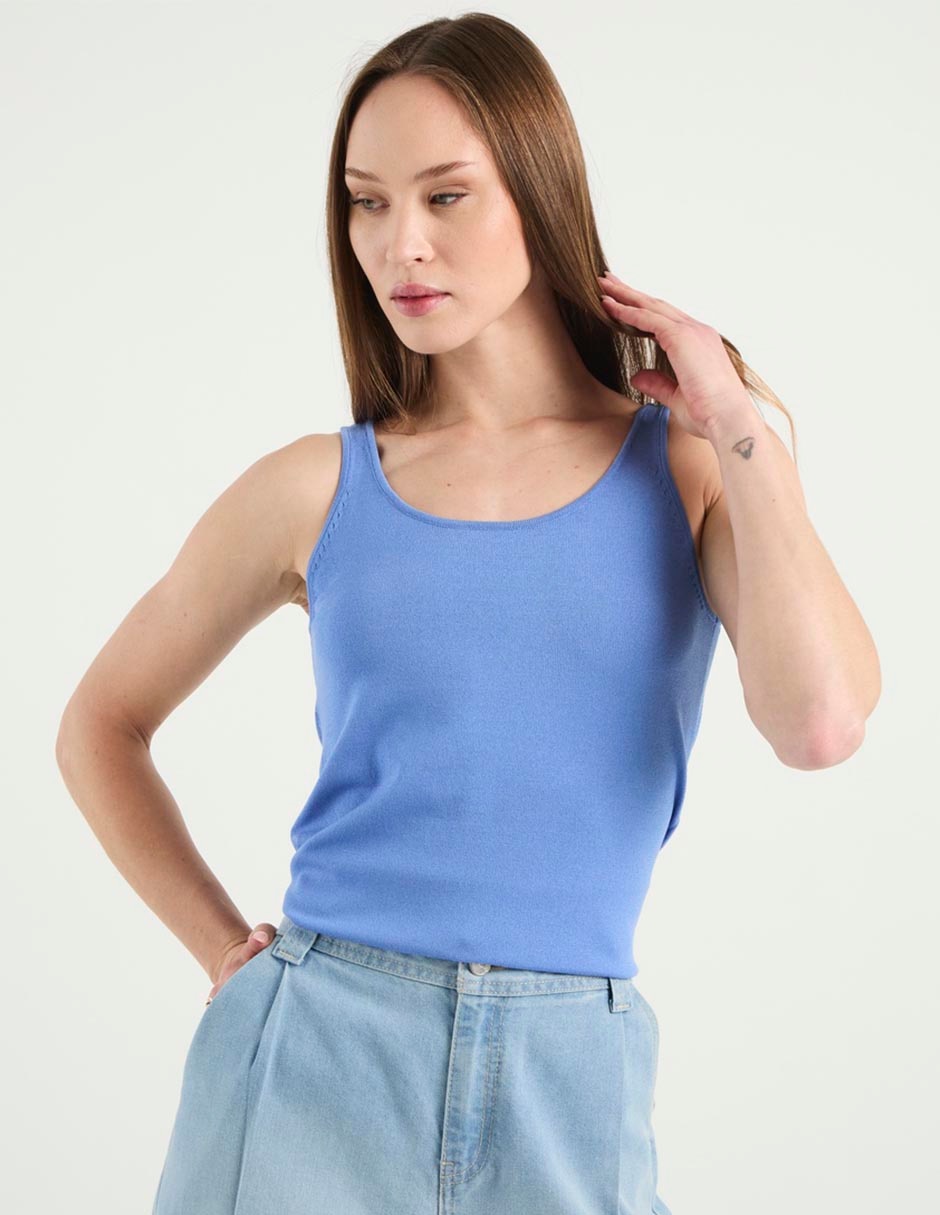 Top cuello redondo tirante ancho Top cuello redondo tirante ancho