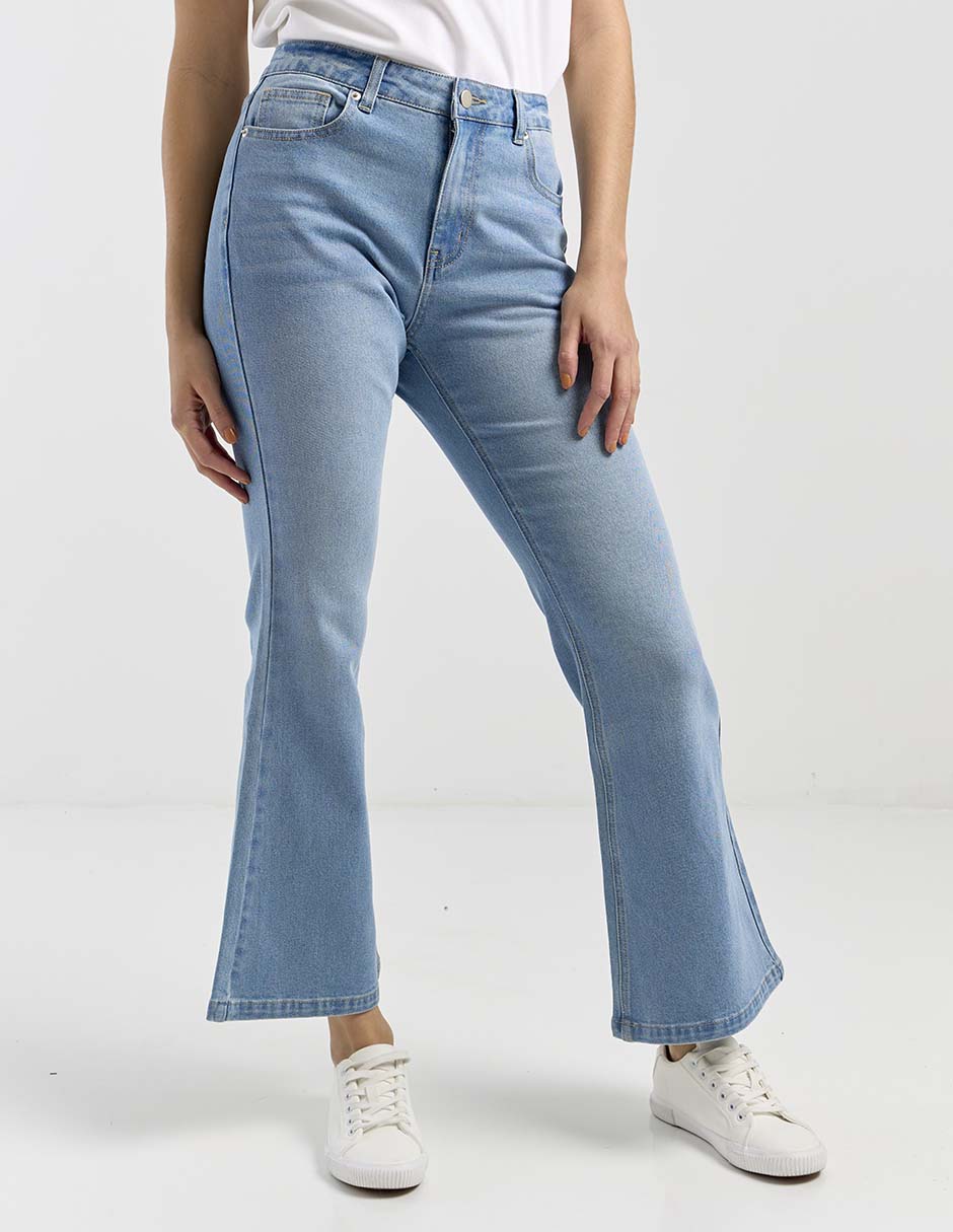 Jeans flare corte cintura para mujer