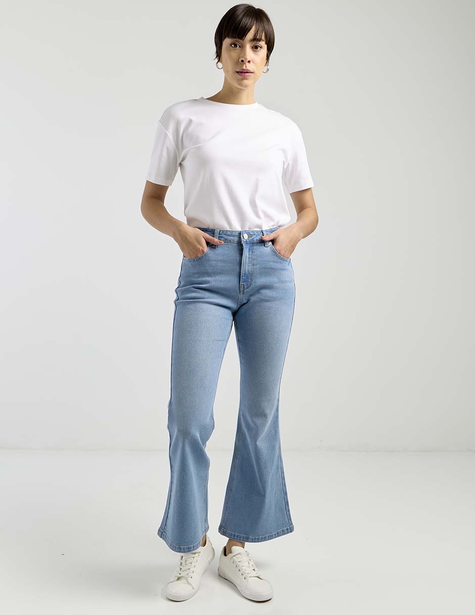 Jeans flare corte cintura para mujer 3