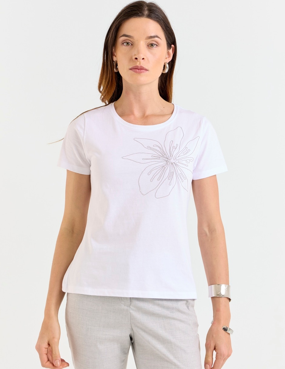 Playera manga corta cuello redondo para mujer Playera manga corta cuello redondo para mujer