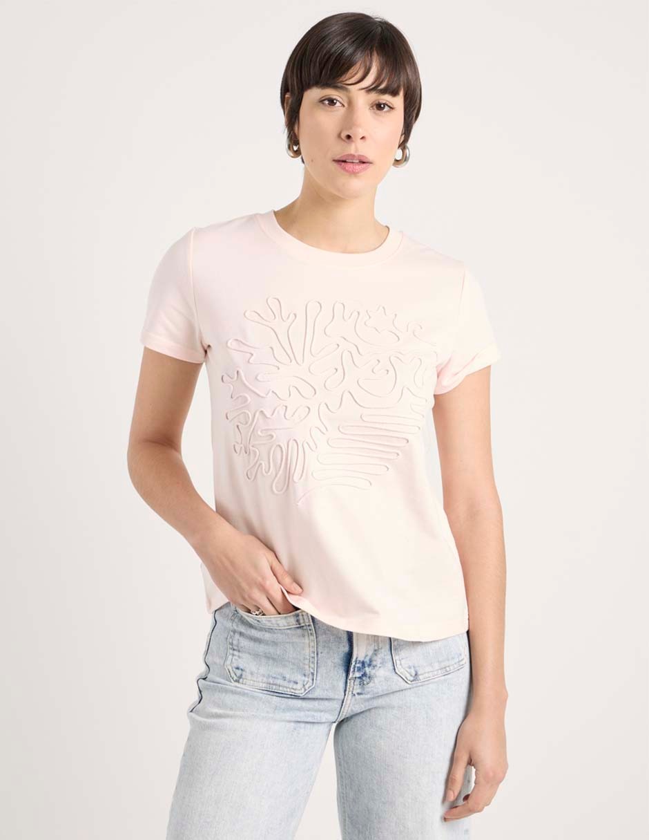 Playera manga corta cuello redondo para mujer