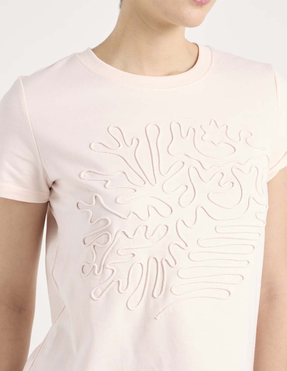 Playera manga corta Contempo cuello redondo para mujer