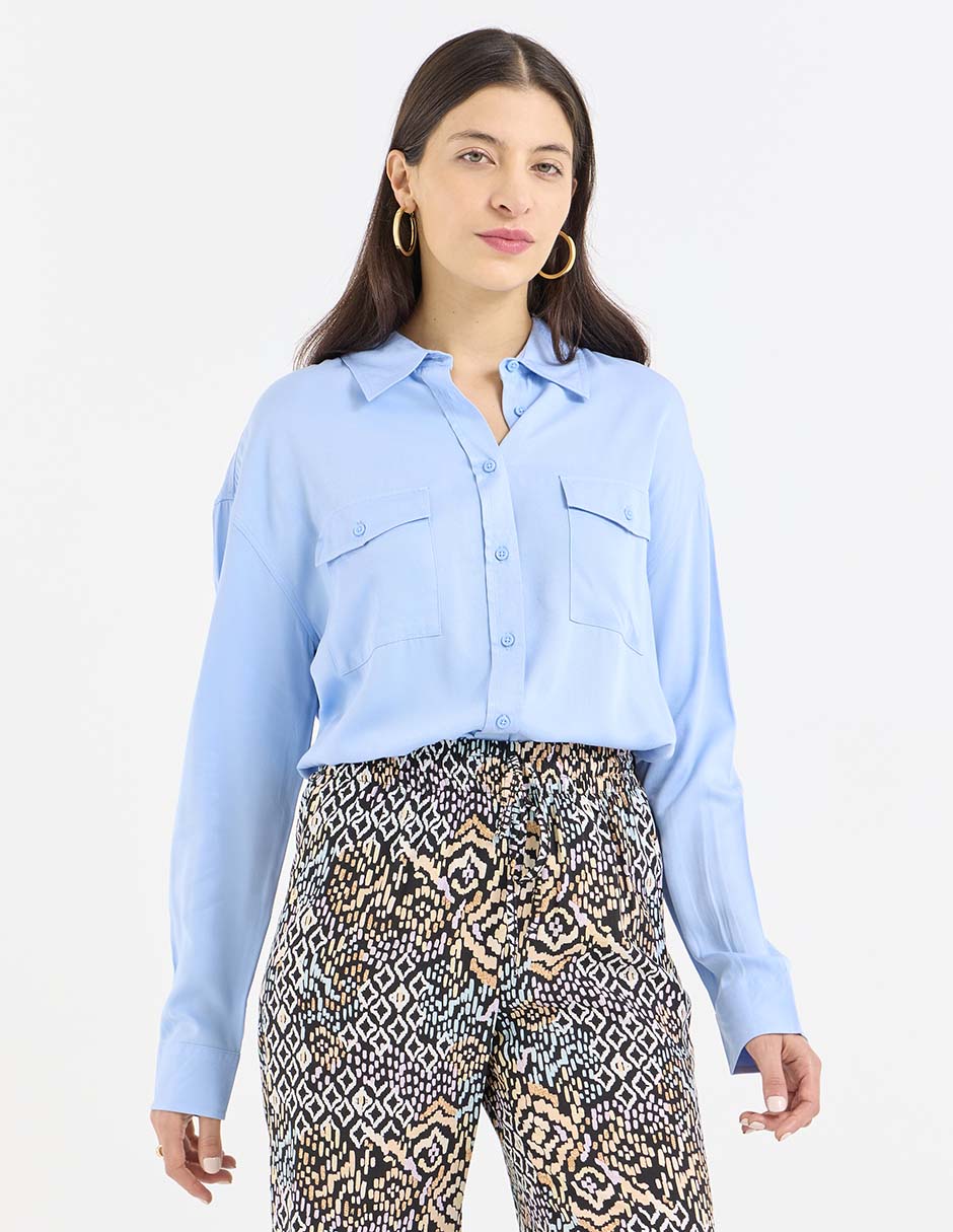 Blusa camisera manga larga para mujer Blusa camisera manga larga para mujer