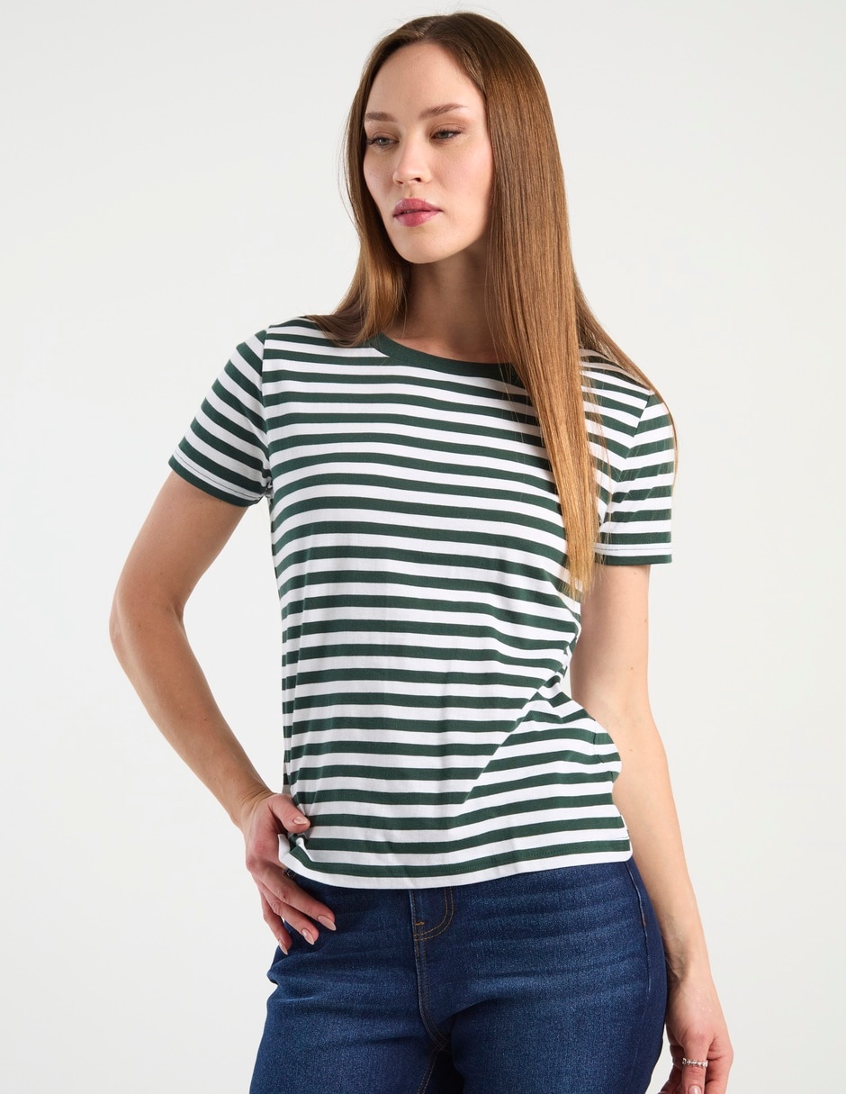 Playera manga corta cuello redondo para mujer