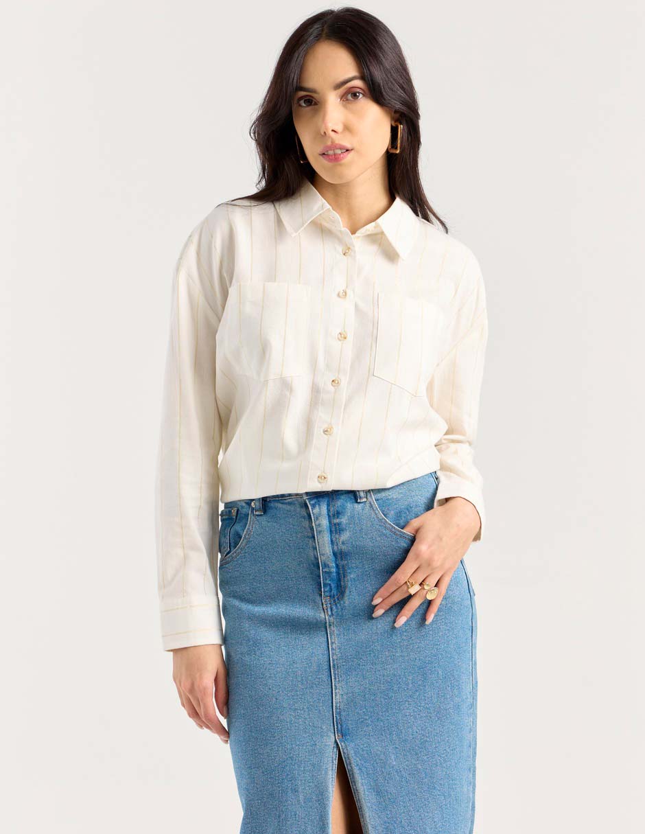 Blusa camisera manga larga para mujer Blusa camisera manga larga para mujer