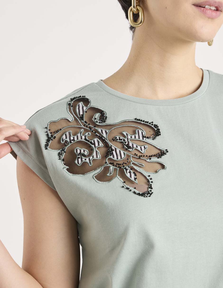 Playera manga corta cuello redondo para mujer 4