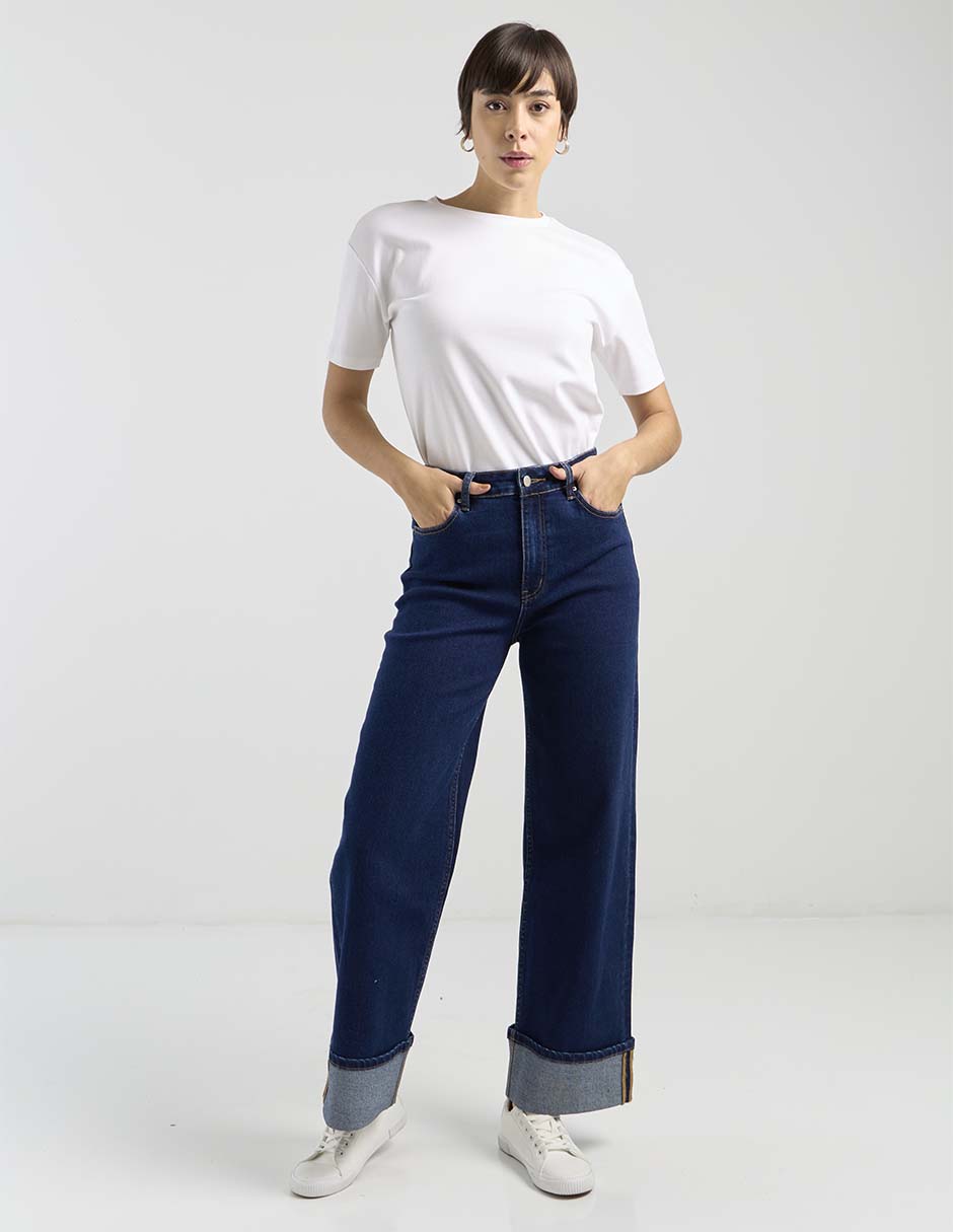 Jeans campana corte cintura para mujer 3