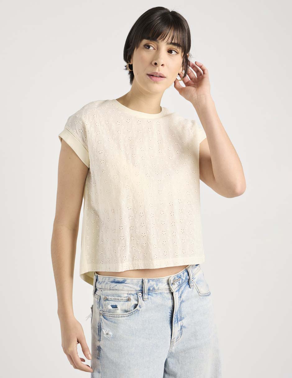 Playera manga corta cuello redondo para mujer Playera manga corta cuello redondo para mujer