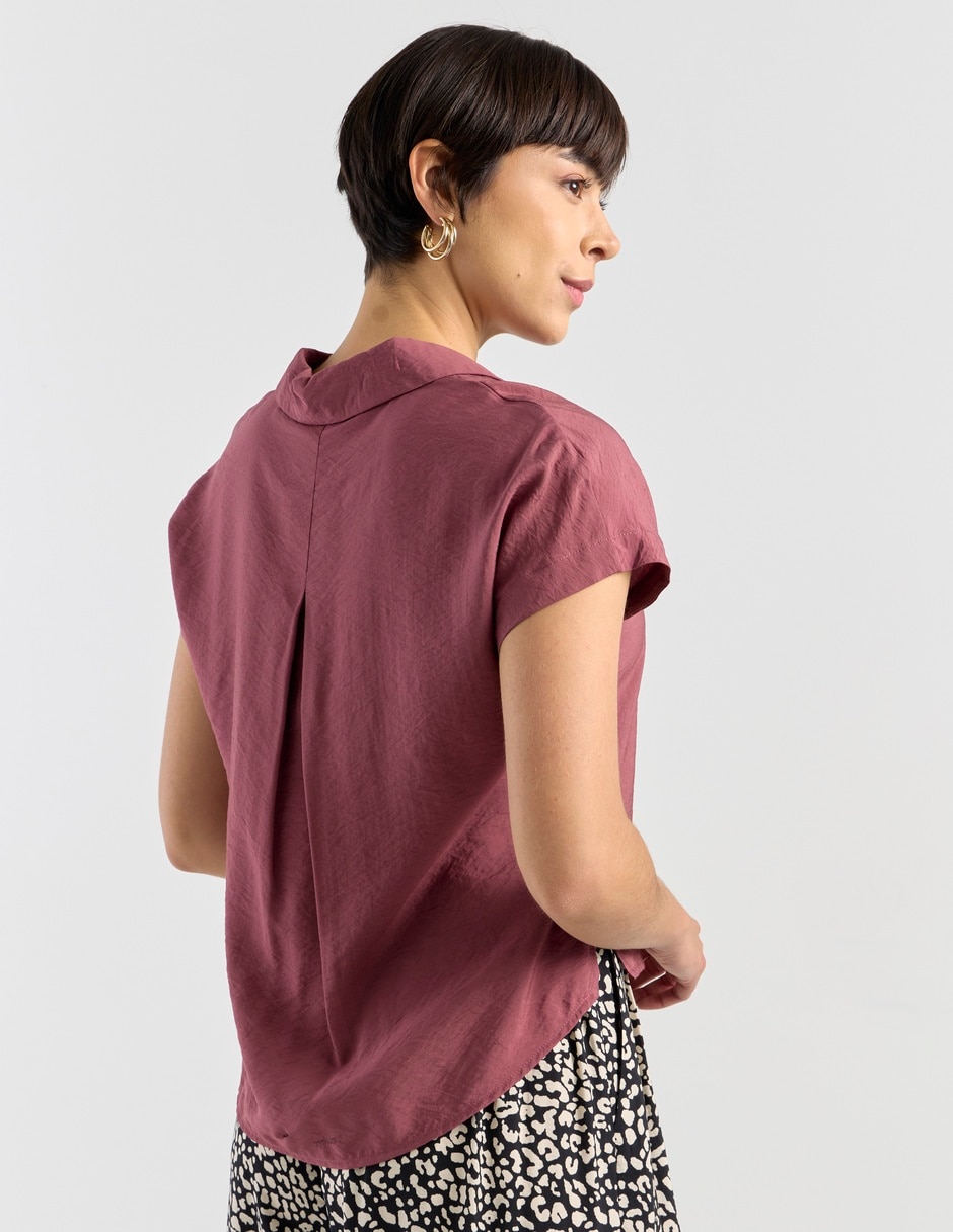 Blusa camisera Contempo manga corta para mujer