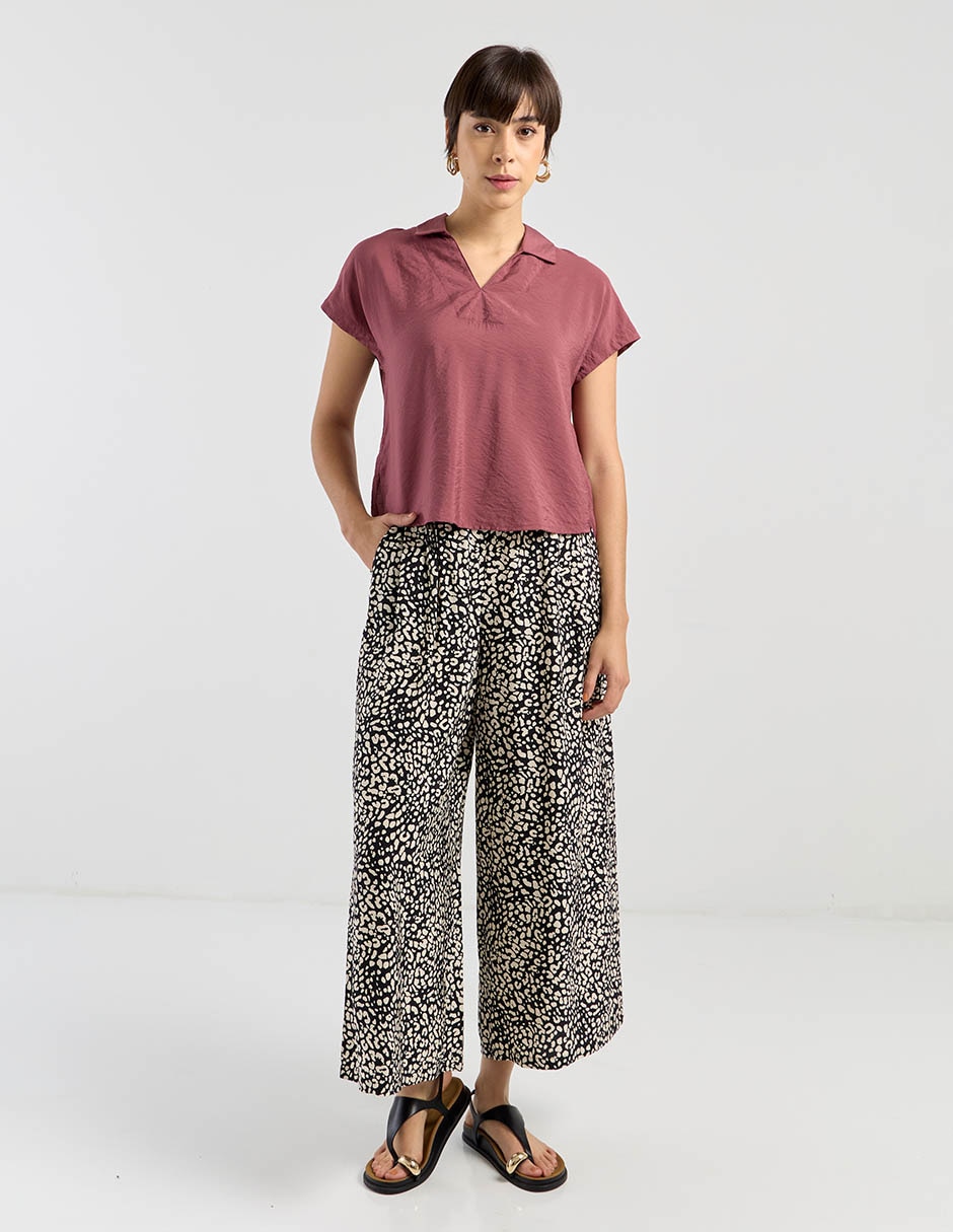Blusa camisera Contempo manga corta para mujer