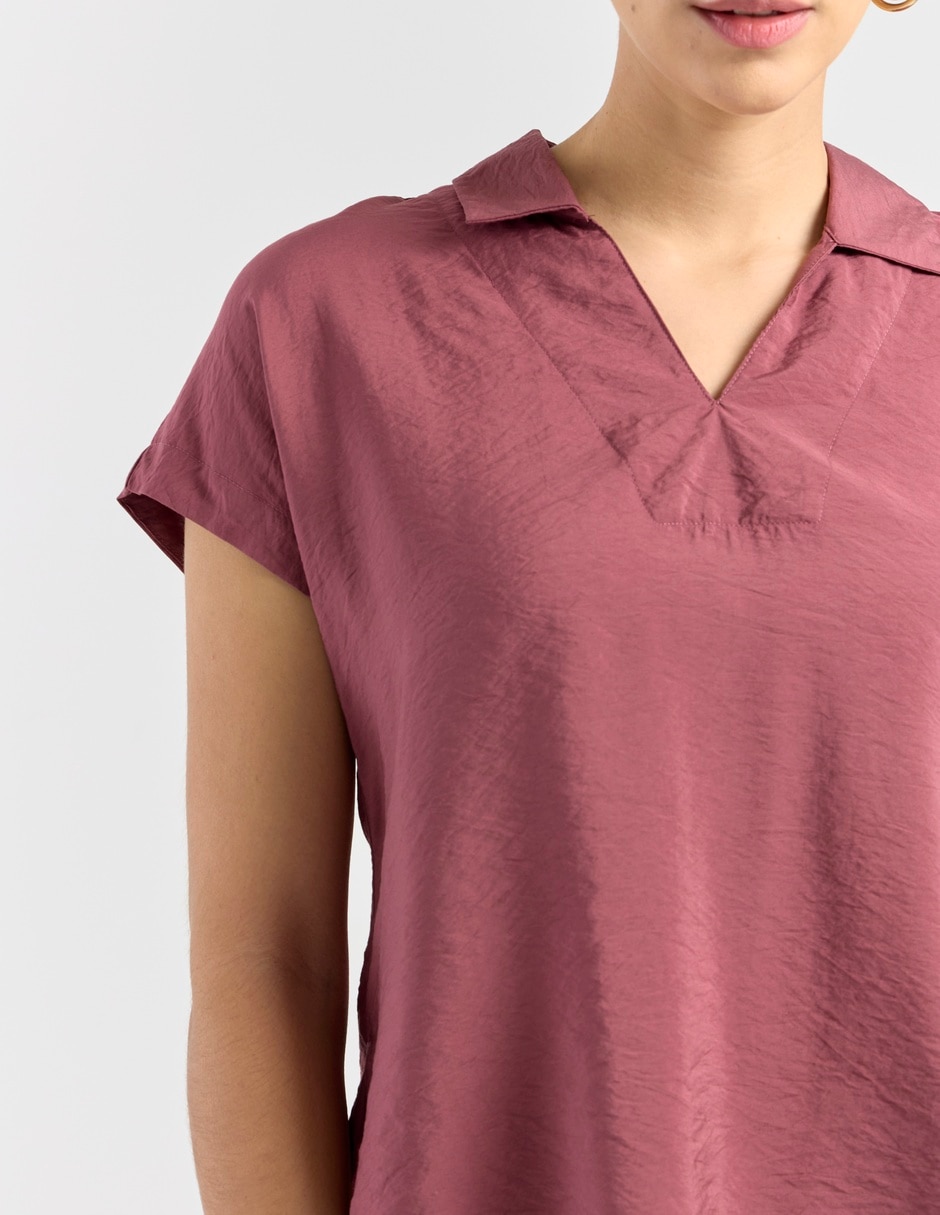 Blusa camisera Contempo manga corta para mujer