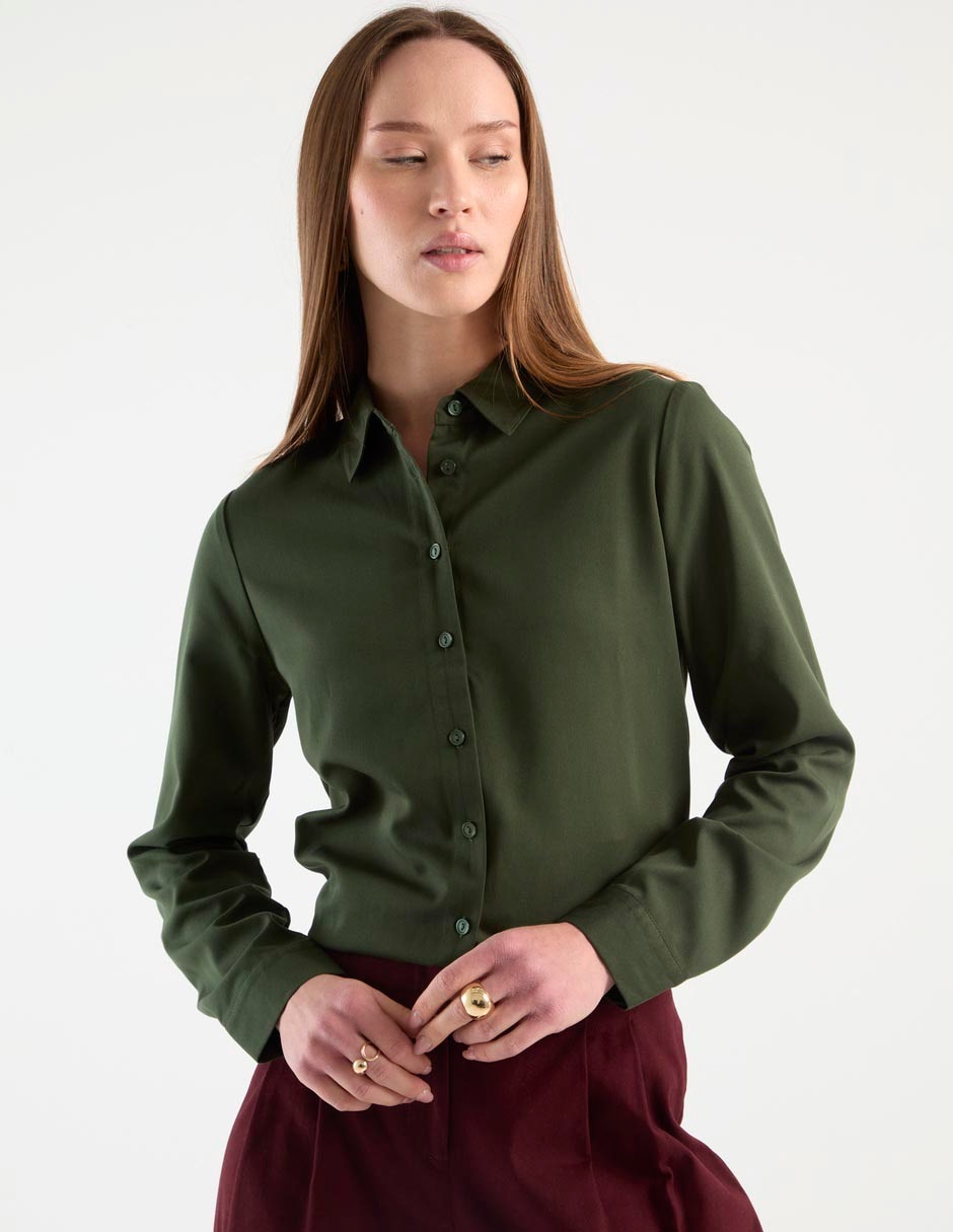 Blusa camisera manga larga para mujer