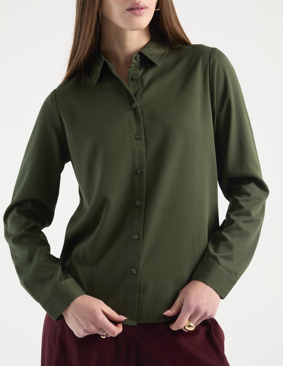 Blusa camisera manga larga para mujer 5