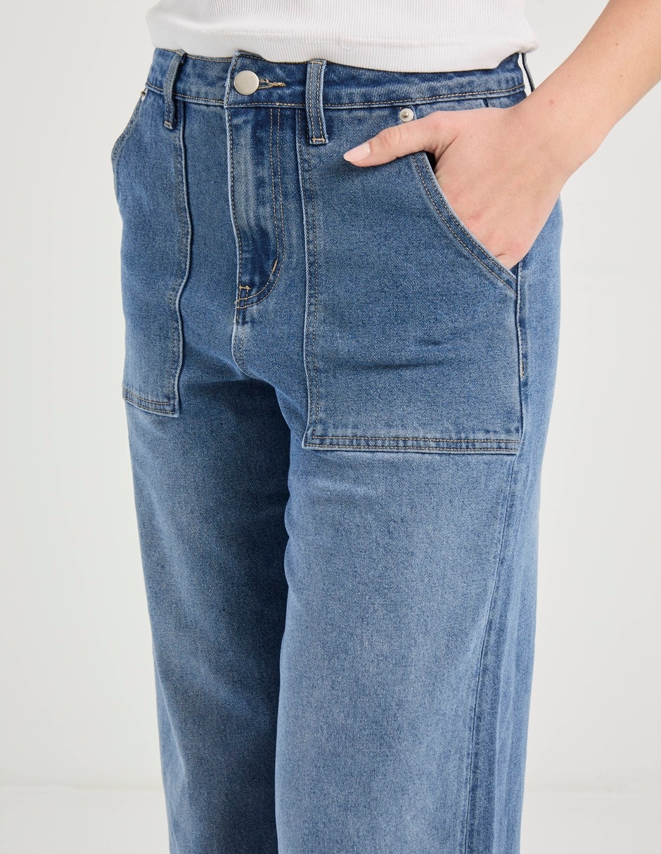 Jeans relaxed amplio cintura para mujer 4