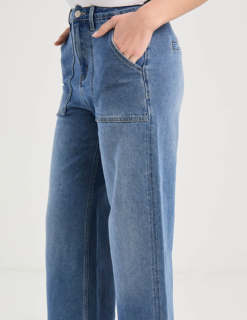 Jeans relaxed amplio cintura para mujer 5