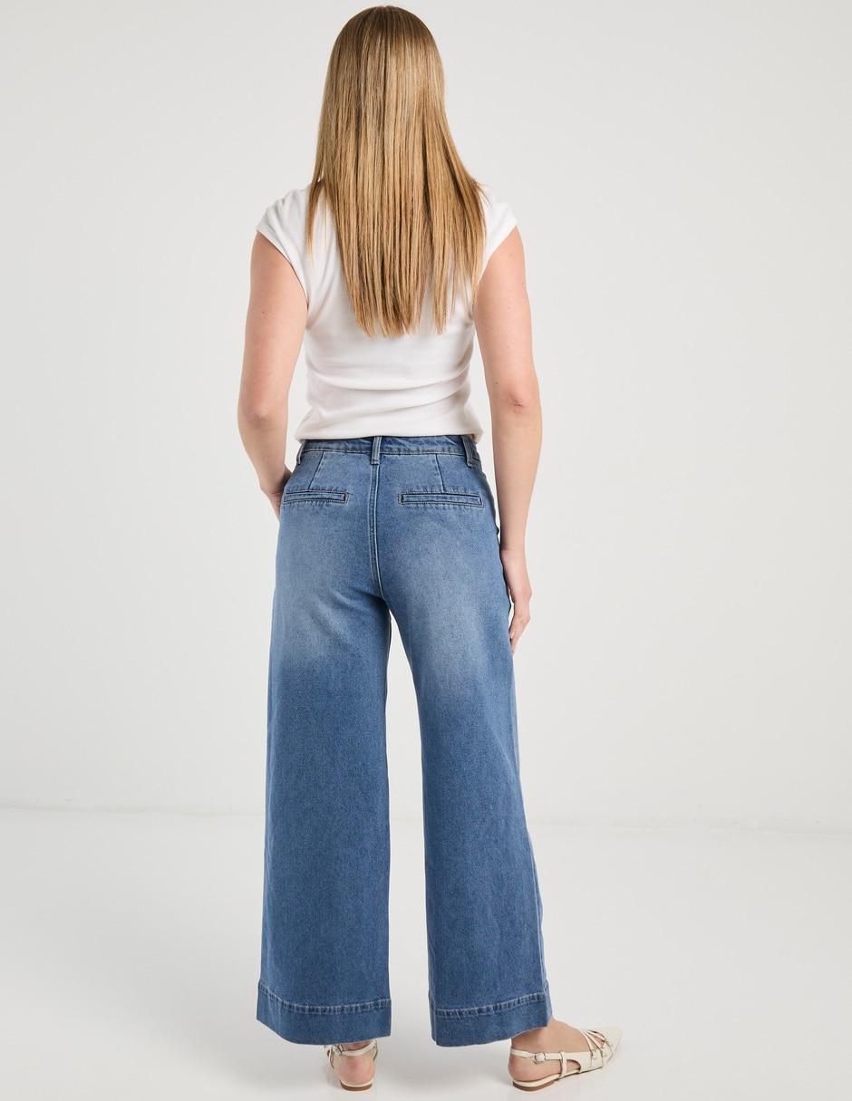 Jeans relaxed amplio cintura para mujer 6