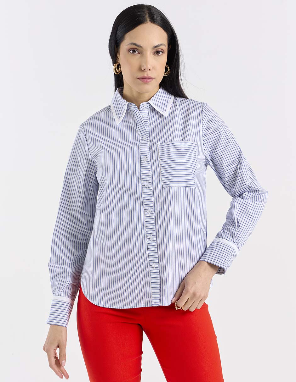 Blusa camisera manga larga para mujer