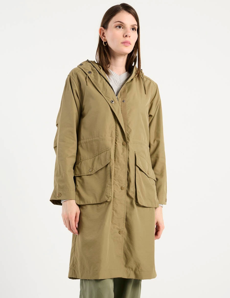Gabardina con capucha para mujer