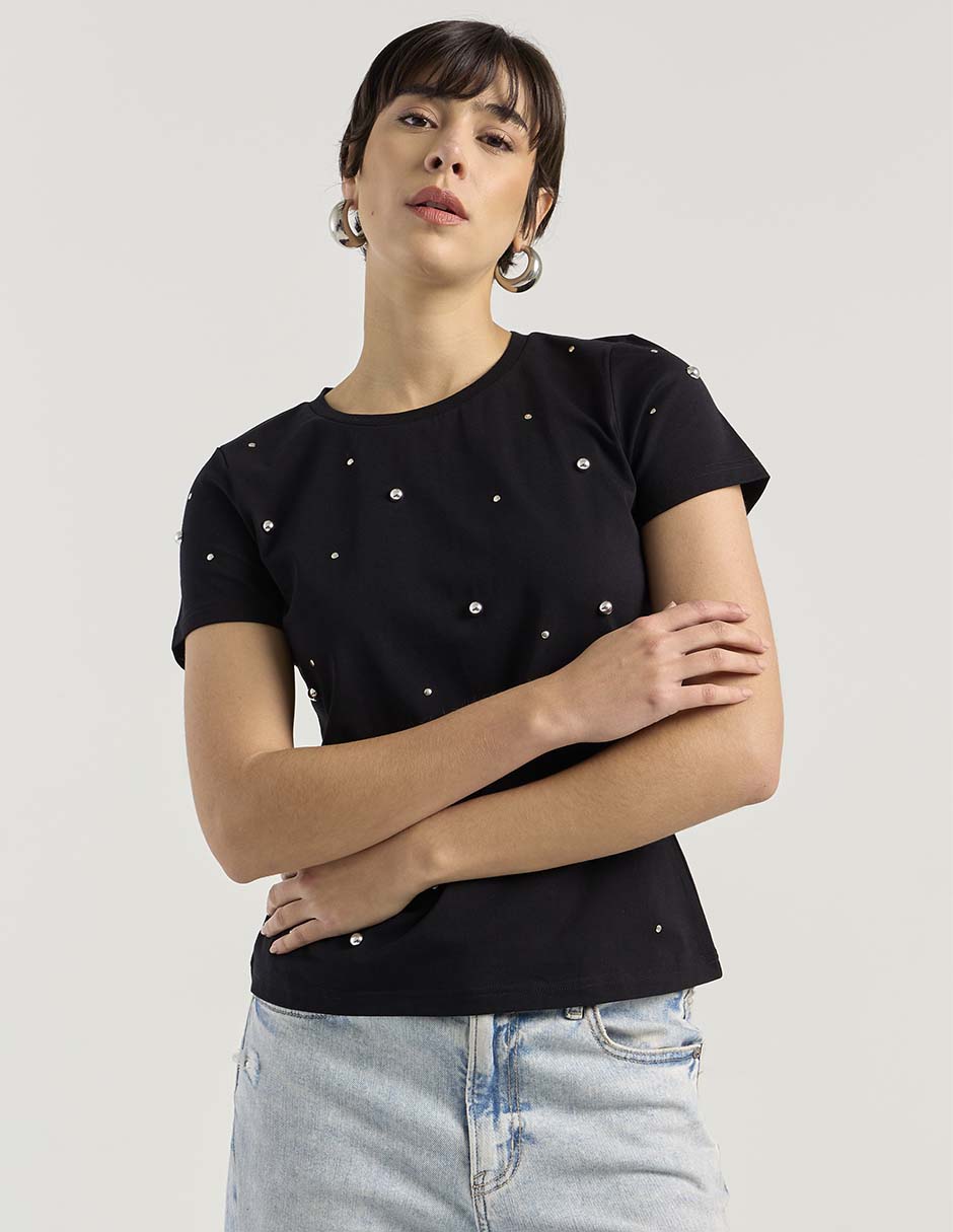 Playera manga corta cuello redondo para mujer Playera manga corta cuello redondo para mujer