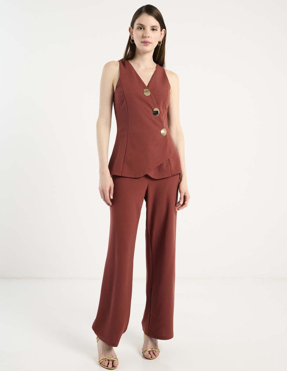 Jumpsuit de algodón estampado liso para mujer