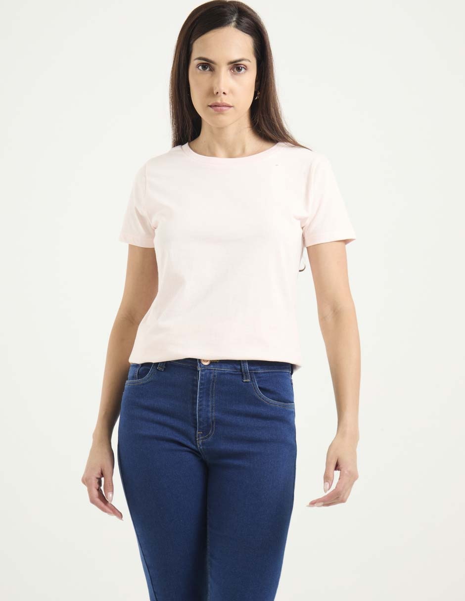 Playera manga corta cuello redondo para mujer