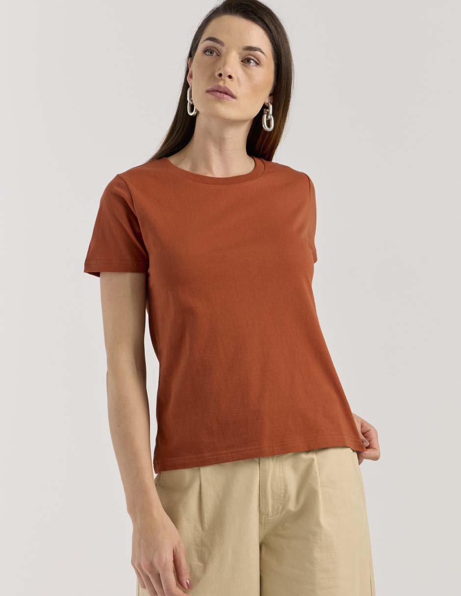 Playera manga corta cuello redondo para mujer