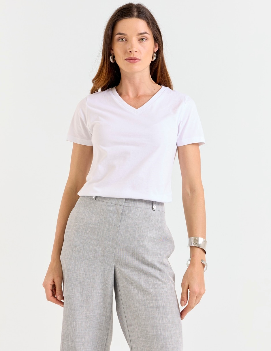 Playera manga corta cuello V para mujer Playera manga corta cuello V para mujer