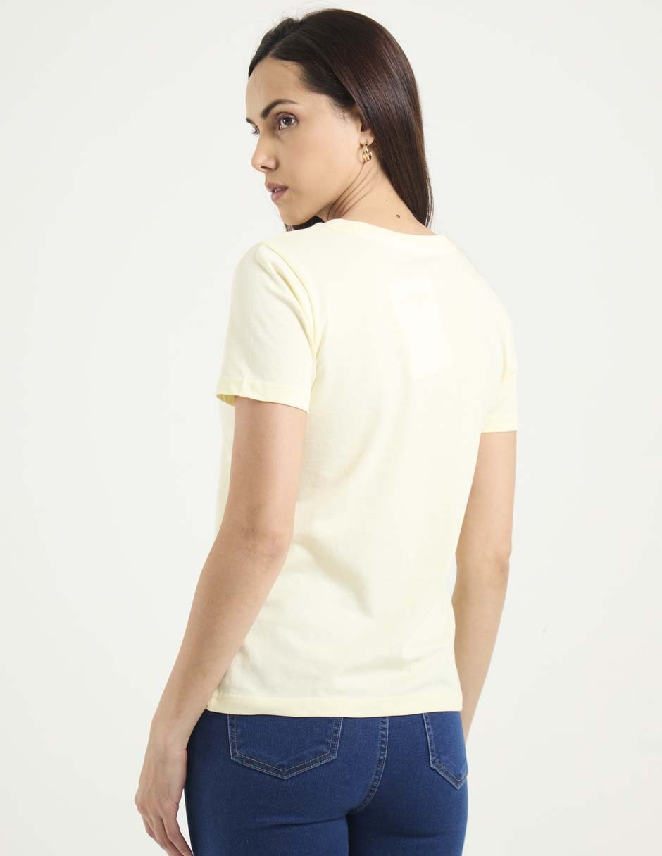 Playera manga corta cuello V para mujer 2