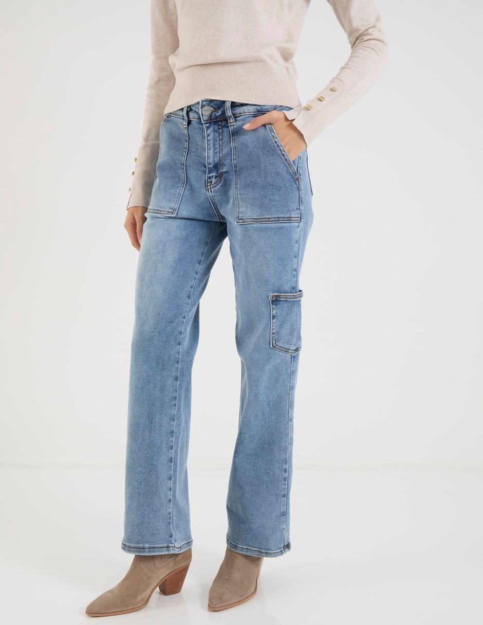 Jeans carpenter wide leg para mujer