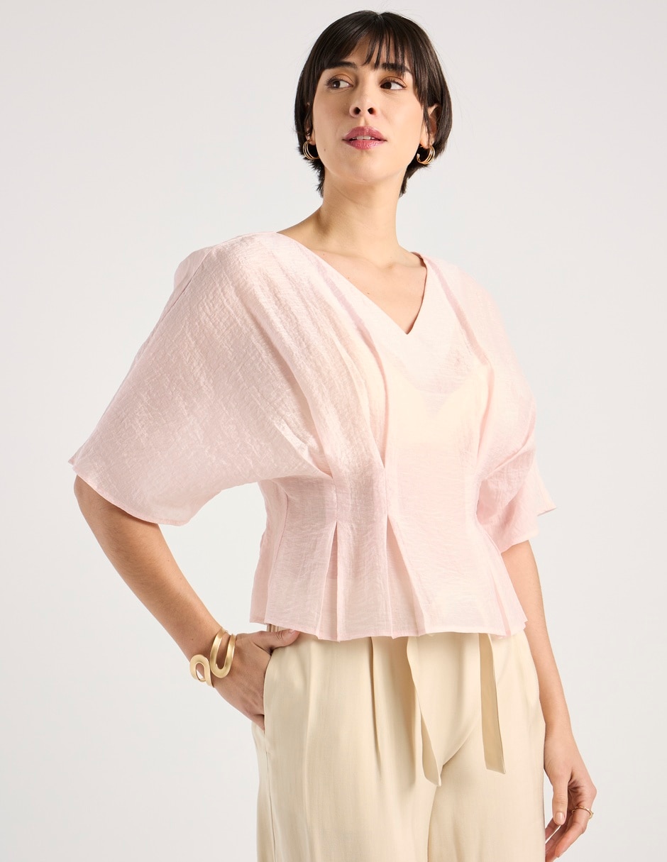 Blusa manga al codo para mujer