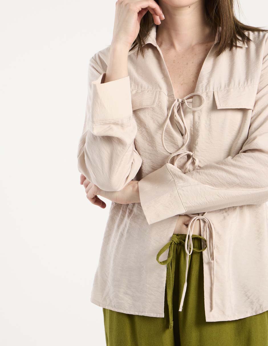 Blusa camisera manga larga para mujer 4